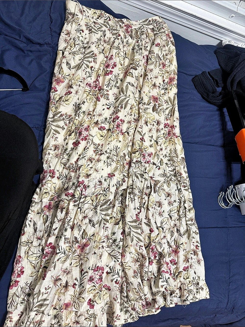 Floral Maxi Skirt in Cream & Pink Like New